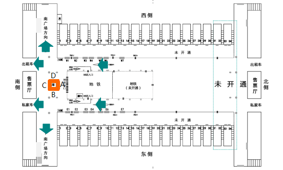 出站口服務(wù)臺(tái)墻面燈箱點(diǎn)位