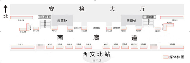 南廊道墻面燈箱媒體點位圖